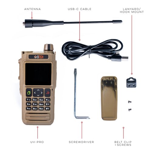 BTECH UV-PRO (TAN) IP67 Dual Band VHF/UHF Two-Way Radio - APRS, Bluetooth, GPS, Text Messaging, Aviation Band Scanner, NOAA Weather Alerts, USB-C Rechargeable Battery