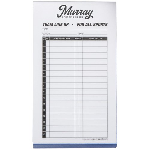 Murray Sporting Goods Baseball/Softball Lineup Cards - 30 Games with 16 Player Roster Lineup Sheet (4-Part Carbon Copies)