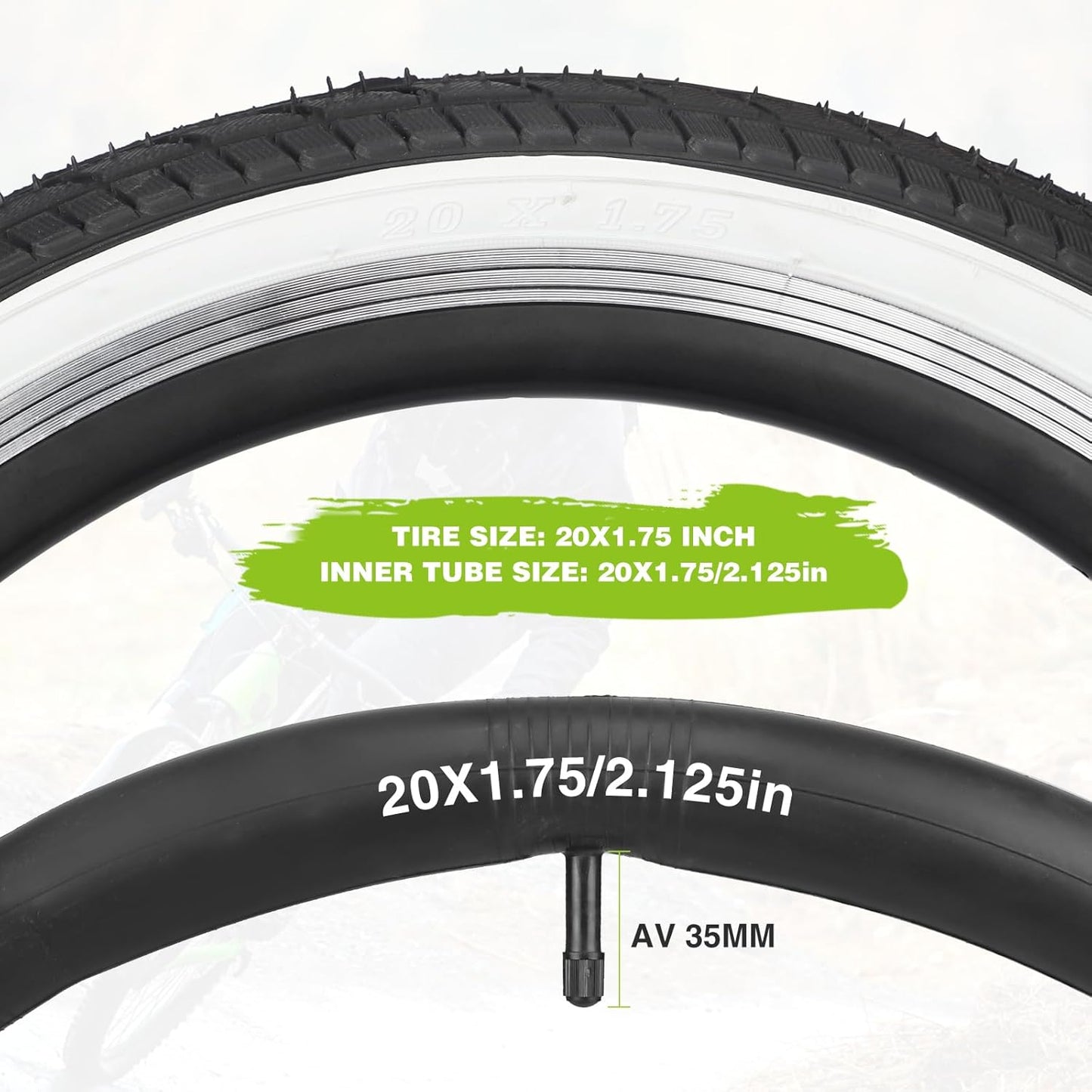 20/24 x 1.75 Inch Bike One/Two Pack Bicycle White Wall Side Black Tires Folding Bead Tires with/Without Inner Tubes Compatible with 20"/ 24" City Bike, Lady Bicycle, Cruiser Bikes, Tricycles