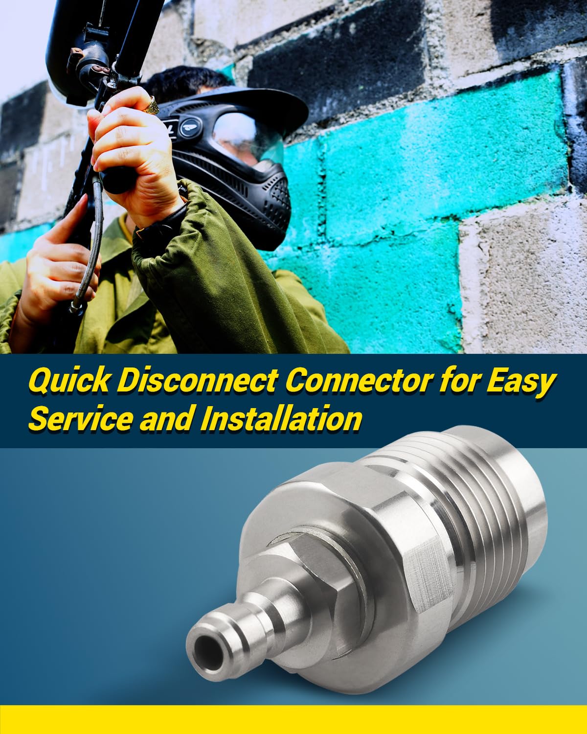 FurnyQuaint DIN Valve Scuba Adapter Paintball Scuba Fill Station with 8mm Quick Disconnect Fitting Stainless Steel Material with Seal Tape