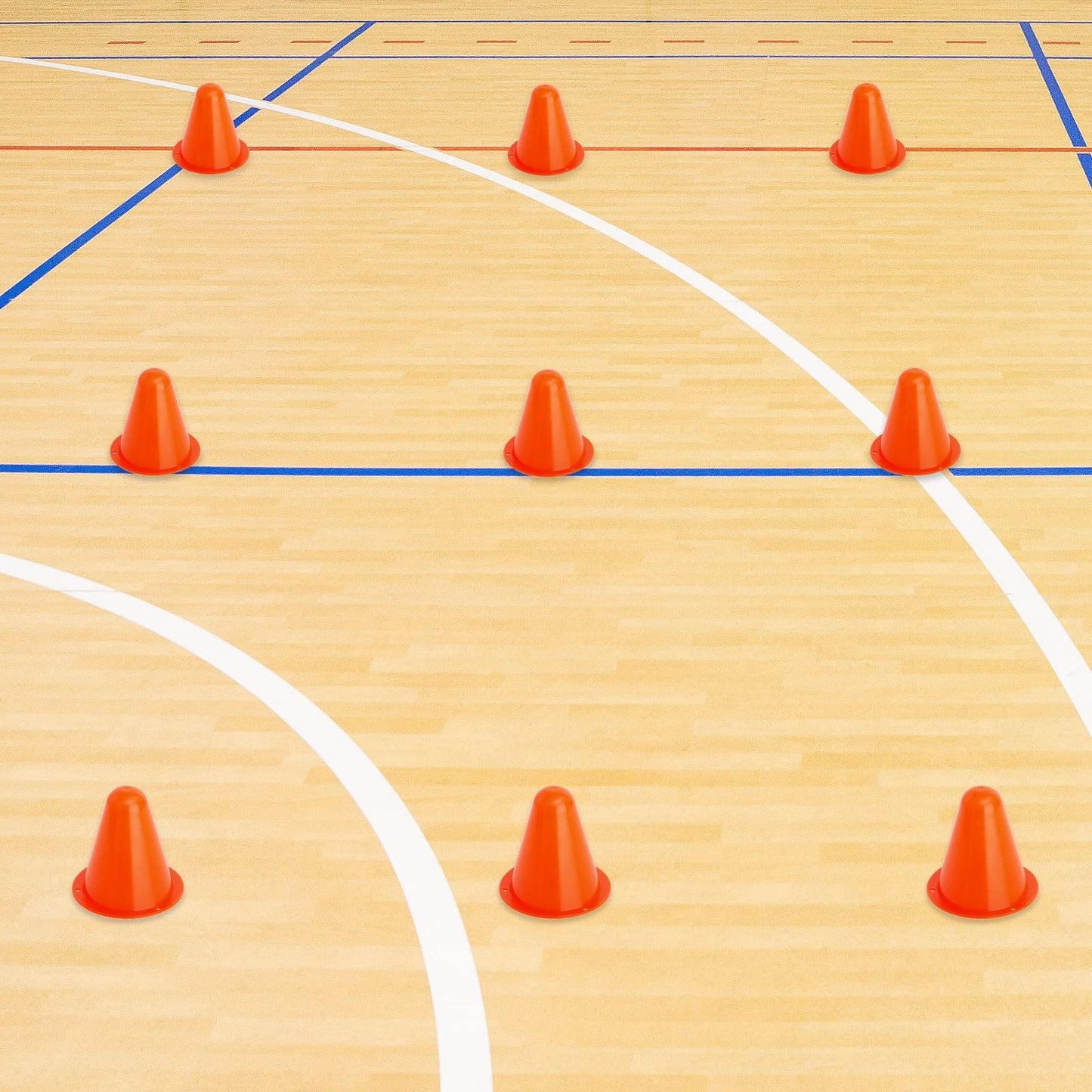 Maplefield Juvale Mini Safety Cones - 3 in Diameter, Orange, Pack of 50 - Soccer Training Equipment, Hockey Drills