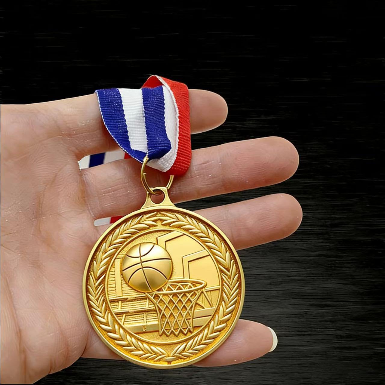 Meecuppa 12 Pack Gold Award Medals 2inch Metal Sports Medals Team Participation for Adults Basketball Tournaments, Party Favors and Ceremonies
