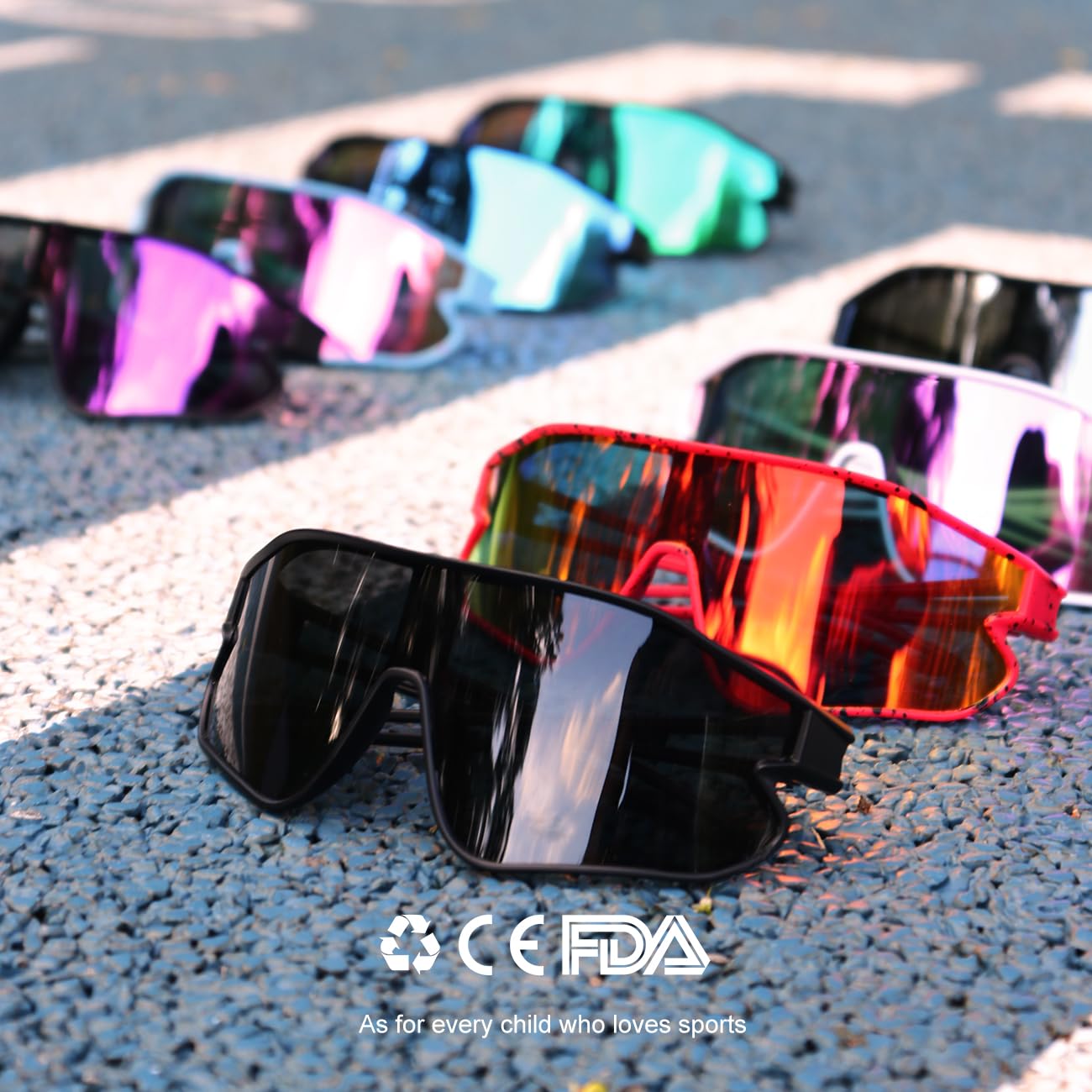 SEKKAF Kids Sunglasses, Youth Baseball Sunglasses Polarized Sports Cycling Shades for Boys Girls Lightweight Frame