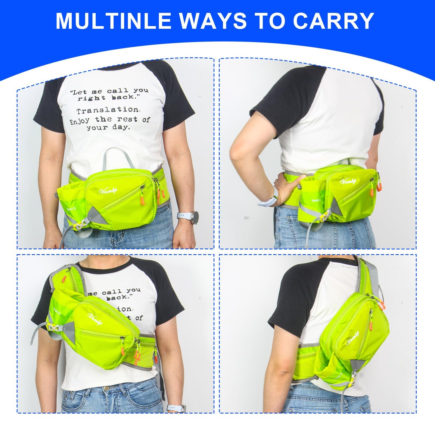 Waist Pack with Water Bottle Holder for Men and Women for Running Climbing Hiking Fitness Cycling and Other Outdoor Sports Green