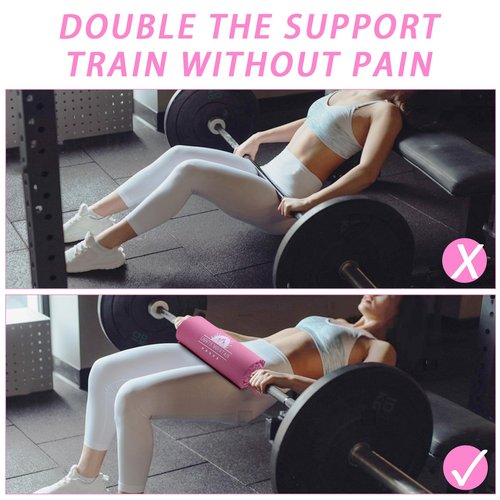 Lights Mountain 2-in-1 Barbell Pad for Hip Thrust, Squat, Bench Press & Weightlifting – Thick Foam Padding – Fits Standard & Olympic Bars – 17"x4.7" Pink