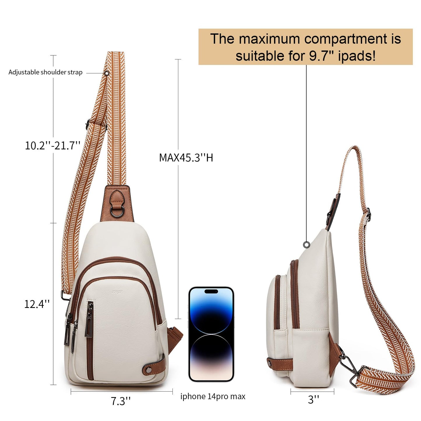 TFKGS Sling Bag Crossbody Bags for Women Fanny Packs Cross Body Bag for Woman Large Sling Backpack Purses Handbags Travel Beige Brown