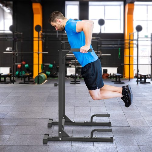 SELEWARE Heavy Duty Dip Bar, Adjustable Width & Height Dip Station Home Gym Fitness Equipment, 1000lbs Capacity, Multifunctional Strength Training Dip Stand W/Push Up Bar for Tricep Dips L-Sits