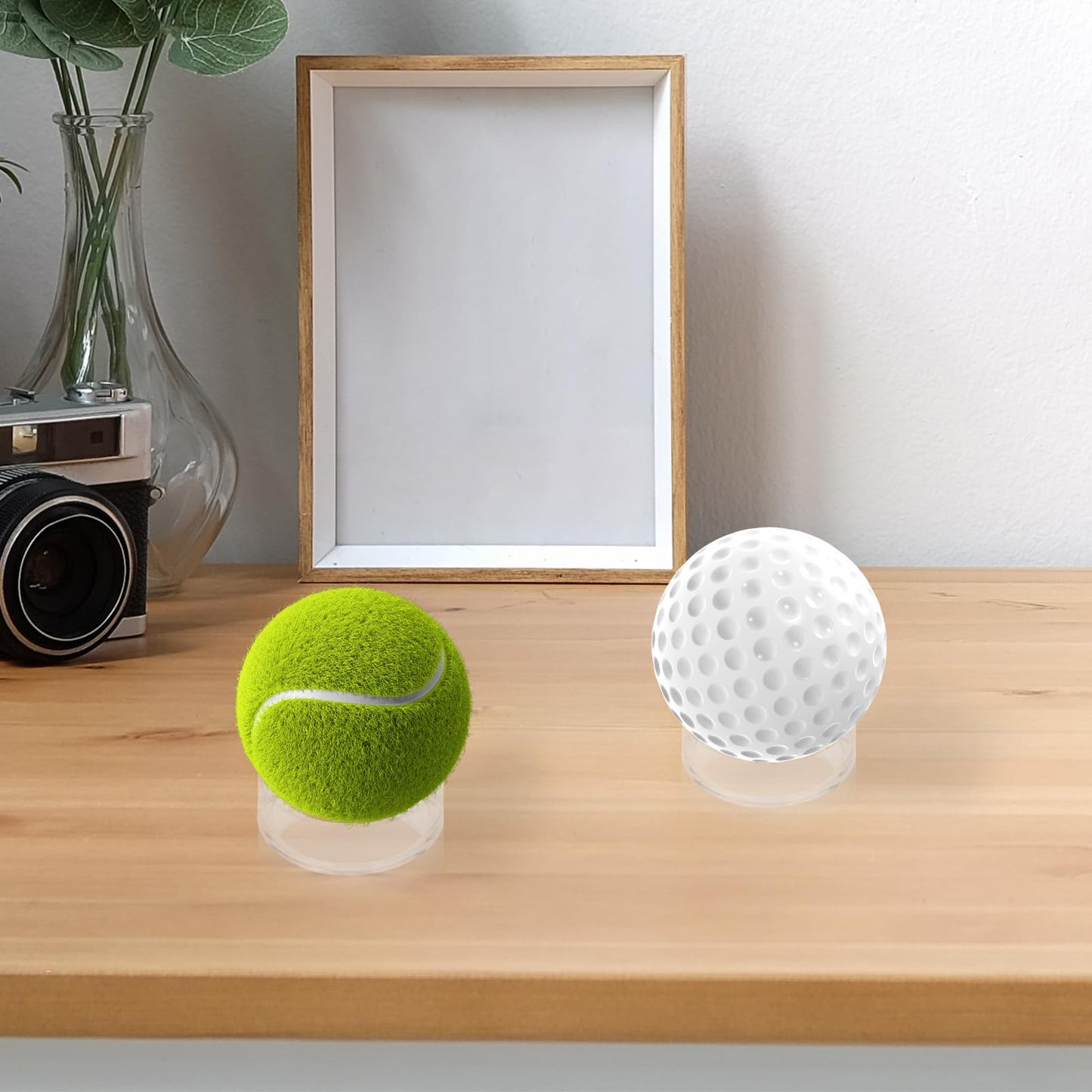 18 Pack Crystal Sphere Holder Clear Mini Ball Stand Baseball Display Holder, Clear Round Display Holders 3 Sizes Each 6 for Golf Ball, Softball, Tennis Balls, Spheres, Marbles Small Medium Large