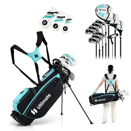 ULTIMATE Women's Complete Golf Clubs Set w/Stand Bag, 460CC #1 Driver, #3 Fairway, Hybrid, #5#6#7#8#9#P #S Irons, Putter & Headcovers, Womens Golf Clubs Full Set - Right Handed (Green)