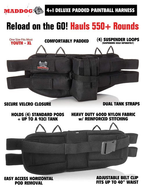 Maddog JT Stealth Semi-Automatic .68 Caliber Protective CO2 Paintball Gun Starter Package - Black