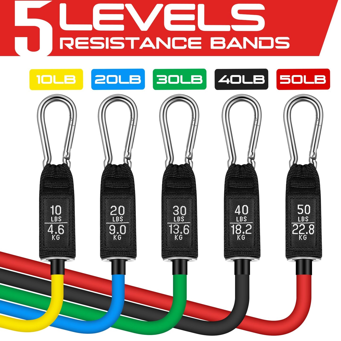 RENRANRING Resistance Bands for Working Out, 150LBS Exercise Bands, Workout Bands, Resistance Bands Set with Handles for Men Women, Legs Ankle Straps
