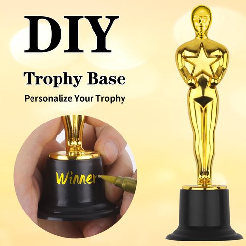 WINKIO Gold Award Trophies，6” Gold Award Statues, Pack of 6 Mini Trophies, Plastic Trophy Award for Competition,Events, Sports, Party Decorations,Award Ceremony and Appreciation Gift