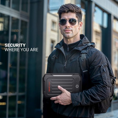 MAXSAFES Portable Pistol Safe Biometric Gun Safe with Keys Quick Access Smart Fingerprint Handgun Safe, Keypad for Cars, Travel, Nightstand, Bedside 20002-SF