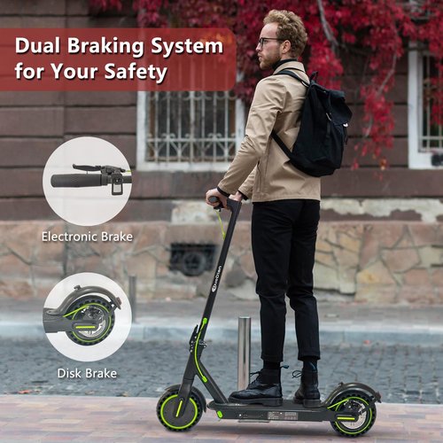 Electric Scooter for Adults - 350W/500W Motor, 19Mph Max Speed, 8.5” Solid Tires, 15/21 Miles Range, Portable Commuting E-Scooter with Double Braking System and App