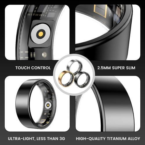 Aichiken Smart Health Ring for Women Men Fitness Tracker with Heart Rate, Blood Oxygen,Sleep Monitoring, Step Counting, IP68 Waterproof for iPhone and Android, No Subscription Fee (Gold, 7)