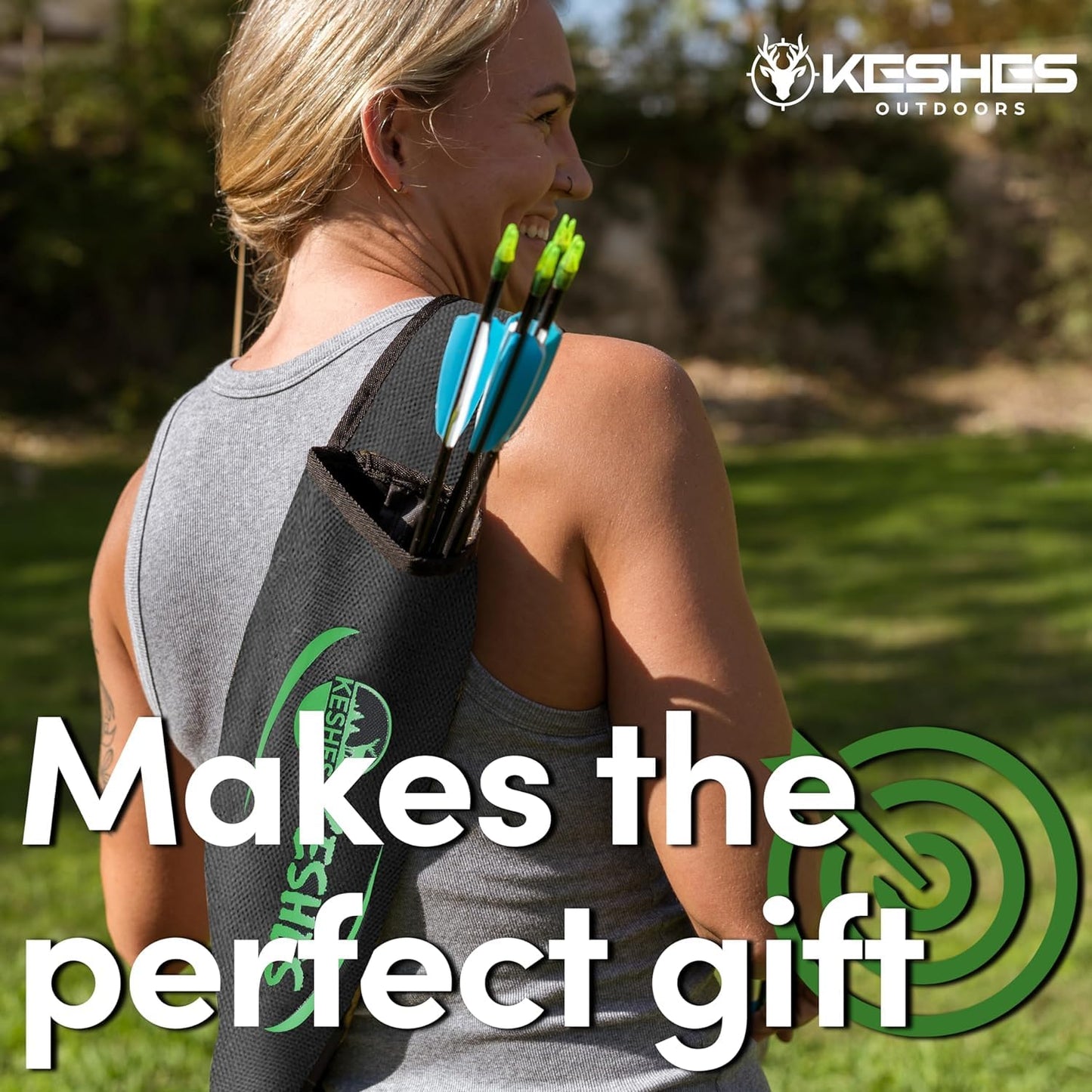 KESHES Archery Back Arrow Quiver Holder - Adjustable Quiver for Arrows with Shoulder Strap and Belt Clip - Ideal for Bow Hunting & Target Practice for Youth & Adults