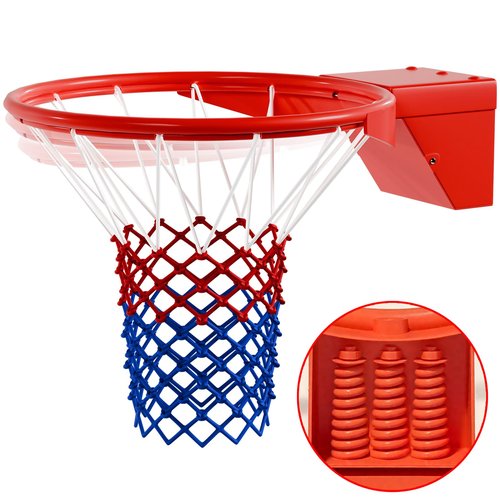 Basketball Rim, Heavy Duty Breakaway Basketball Rims Replacement - 18 Inch W/Net Standard Goal,Professional Enhanced Spring,Fit Most Size Backboard Rims Reinforced Mounting Hoop
