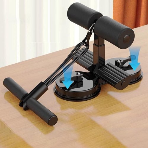 Abdominal Training Auxiliary Device, Adjustable Exercise Equipment with Suction Cup and Resistance Band, Sit up Foot Holder, Abdominal Core Training Equipment for Home Gym Exercise (Grey)