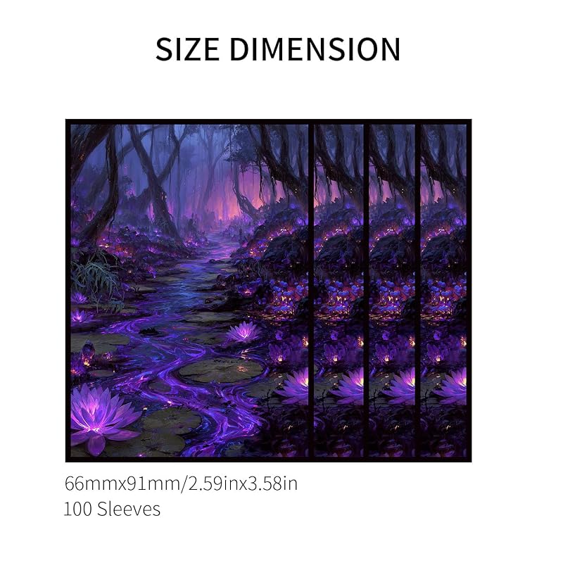 Black MTG Card Sleeves 104+4 Full Art Panoramic Lands, Premium Matte