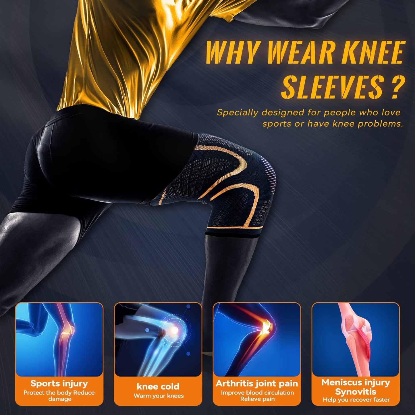 JIUFENTIAN Copper Knee Sleeve,Brace for Arthritis Pain and Support(2pack) for Knee Pain Relief, Workout, and Sports(Large)