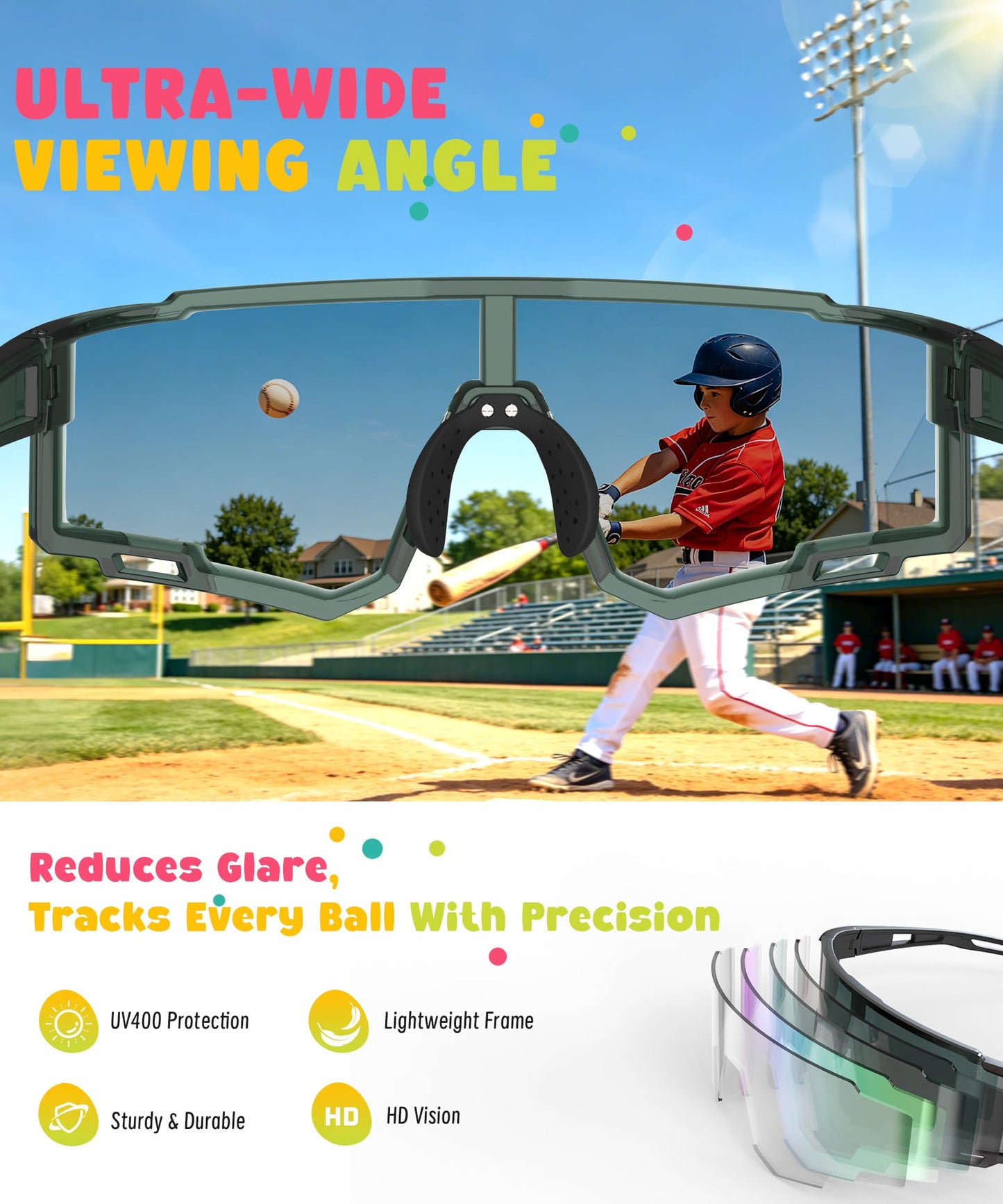 KALIYADI Polarized Kids-Sunglasses Sports Sunglasses-for-Kids: Boys Girls Sun Glasses with UV400 for Running Cycling Age 6-14