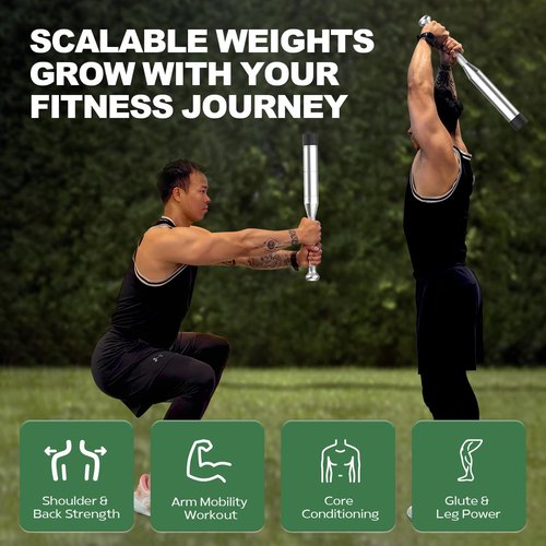 Adjustable Premium Steel Club for Strength Training, 6-in-1 Indian Club for Full Body Workouts, Rehab, Stretching & Rotational Training, 6 Weight Options(6.3-17.6Lbs) Mace for Men & Women