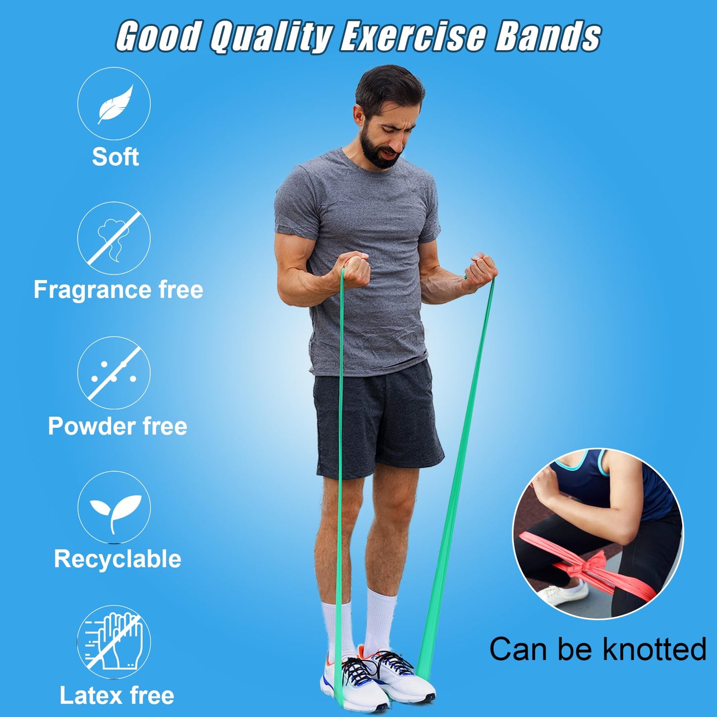 Resistance Bands for Physical Therapy, Bands for Working Out, Latex Free Elastic and Exercise Bands Set for Stretching, Suitable for Rehab, Yoga, Pilates, Gym, Home Exercise