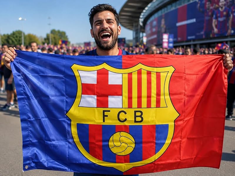 Barcelona Flag Banner 3x5 ft - Durable Polyester Indoor Outdoor with 2 Grommets