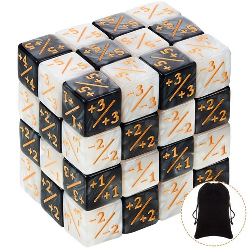 48 Pieces Counter Dice MTG Minus Plus 1 Tokens Magic Counters Bulk D6 Dice Set Compatible with MTG TCG Cards Gaming Accessories