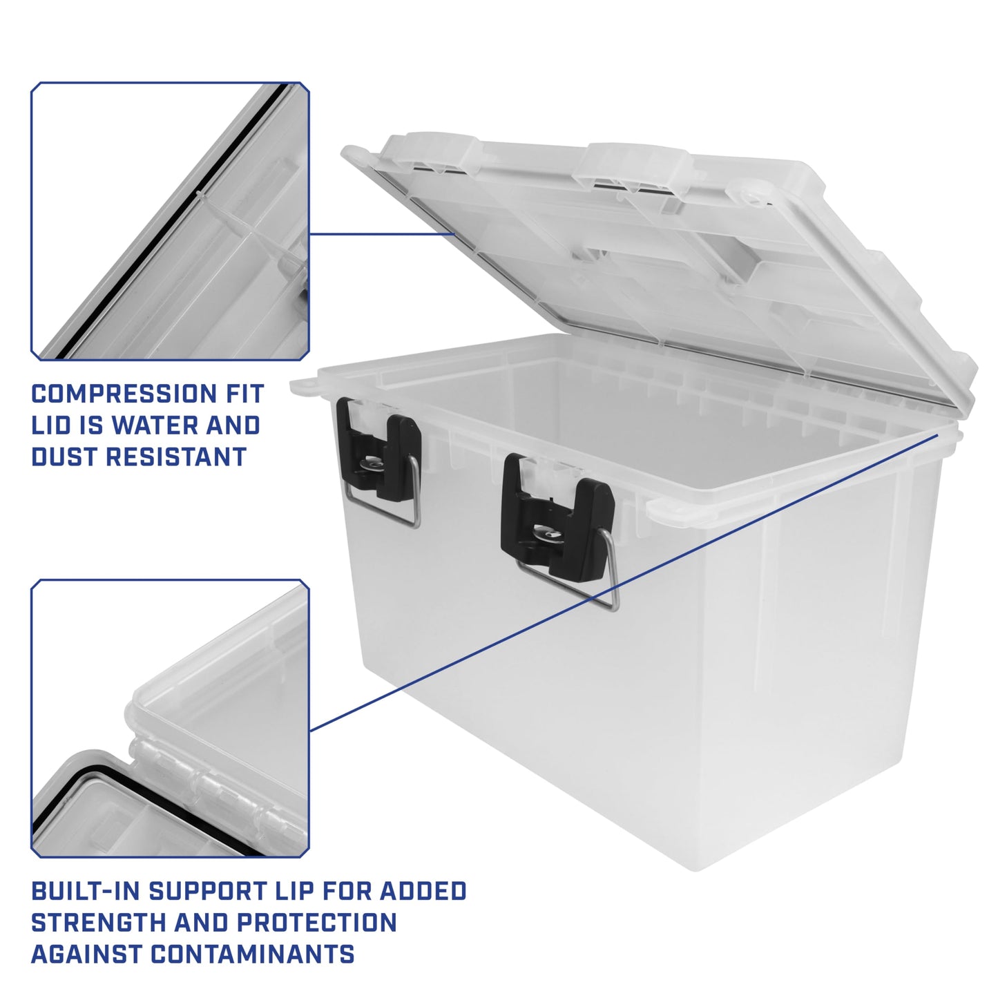 Sheffield 12763 XL Transparent Storage Bins With Lids, 2-Pack Stackable Storage Bins, Made in USA, Lockable and Water-Resistant Containers with Lids, Plastic Containers for Home, Classroom, and Dorm