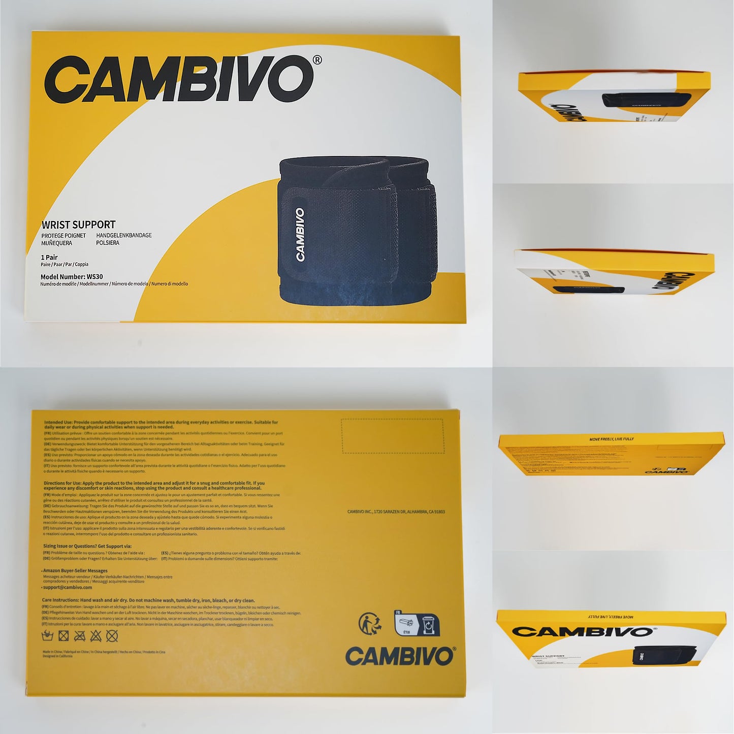 CAMBIVO 2 Pack Wrist Brace for Carpal Tunnel with wraps, Black