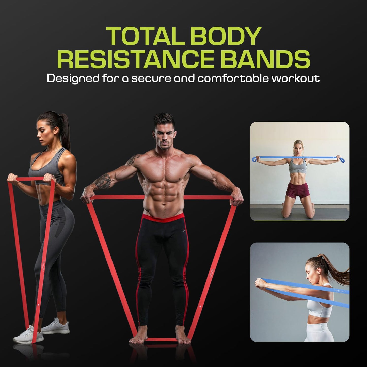 Fabric Resistance Bands for Working Out – 5 Strength Levels from Extra Light to Extra Heavy – Thick Workout Bands for Legs, Glutes, HIPS, Stretching, Strength Training with Storage Bag