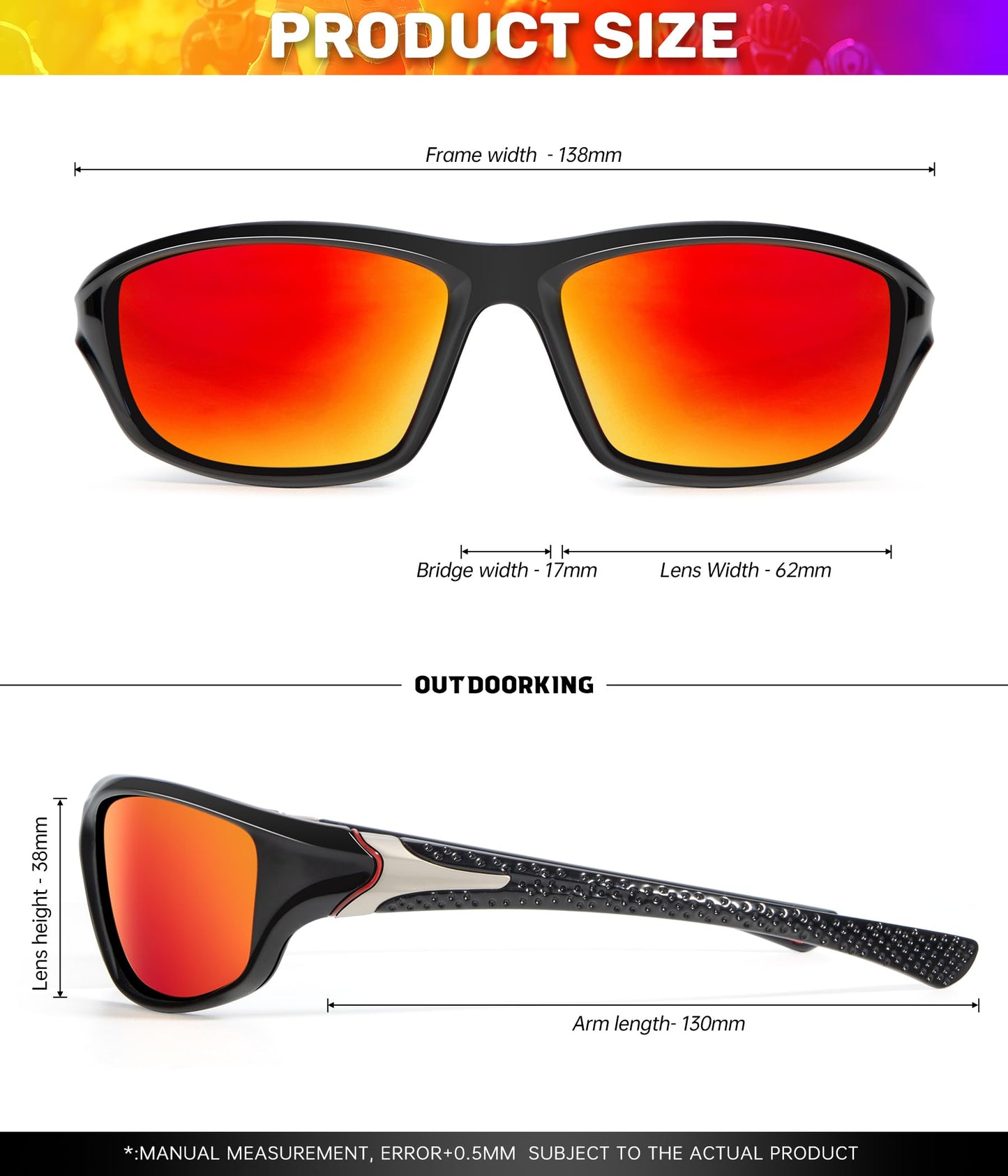 OUTDOORKING Stylish Men Sunglasses Polarized Sunglasses for Women, UV400 Protection glasses for Running Cycling 3-Pack