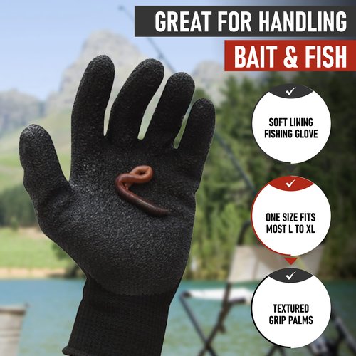 Fish Handling/Cleaning Gloves Textured Grip Palm Soft Lining Fillet Gloves ??One Size Fits Most L to XL