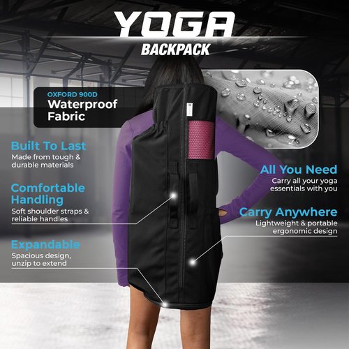 MAGNILAY Yoga Mat Bag with Adjustable Strap & Pockets, Full-Zip Travel Gym Tote for Women & Men, Yoga Bag for Large Size Mat Carrier, Yoga Mat Holder for Workout and Outdoor Use (32” L x 9” Diameter)