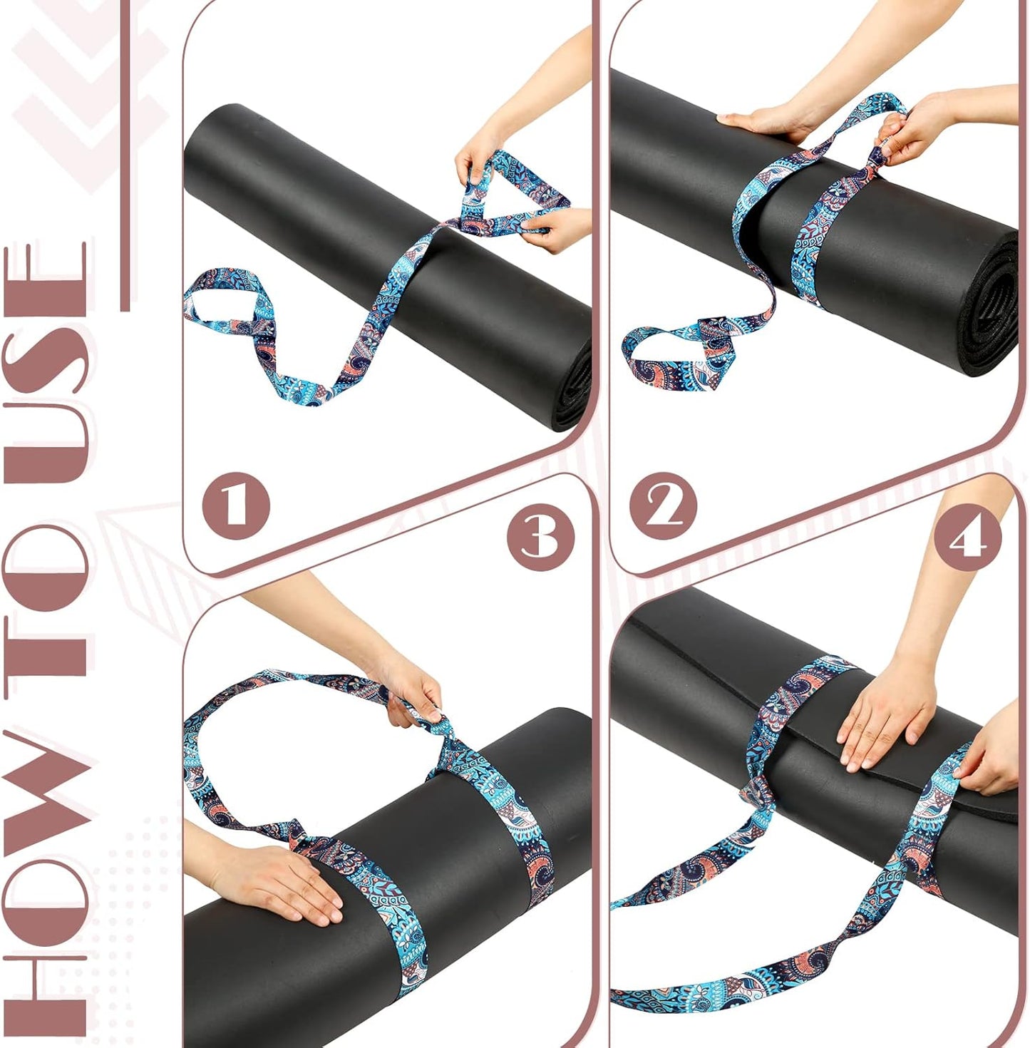 2 Pcs Yoga Mat Strap Sling Adjustable Thick Mat Carrier Stretching Strap Yoga Mat Sling Holder Women Stretching Band