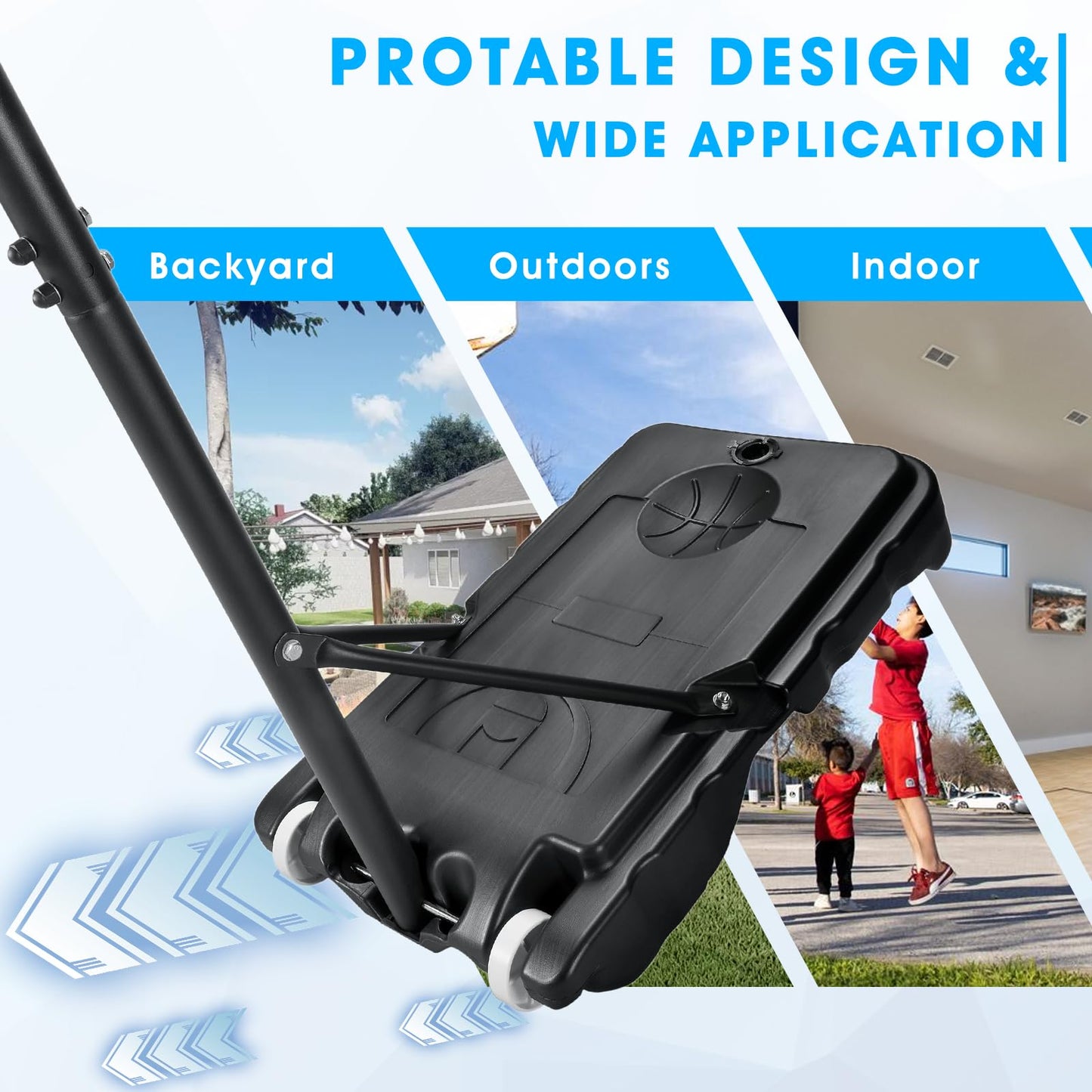 HYPATA Portable Basketball Hoop Outdoor, 4.7-6.9 FT Adjustable Basketball Hoop for Kids and Adults in Outdoor/Indoor,with Sturdy Base and Backboard,Easy Assembly for Home Use