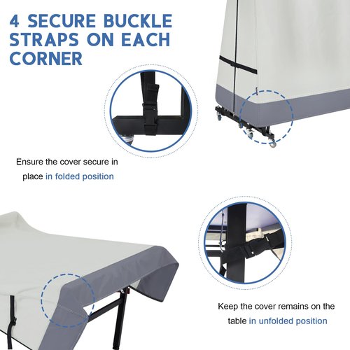 STEECA Ping Pong Table Cover Outdoor Waterproof, Dual Function Table Tennis Cover Fits Both Folding Tables and Flat Tables Indoor & Outside 68"L x 6"/30"W x 62"H