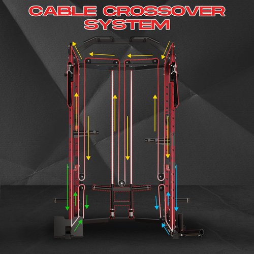 Power Cage,2000LBS Adjustable Multi-Functional Power Racks, Dual Pulley Cable System, Squat Rack for Strength Fitness, with More Training Attachment for Home Gym