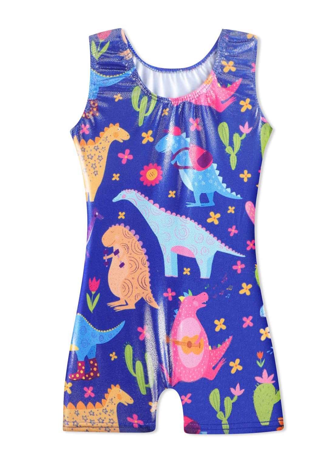 HOZIY Dinosaur Leotards with Shorts for Gymnastics Toddler Girls Kis Tumbling Outfits 5t Size 5-6x Year Old Leo Gimnasia Blue Rainbow Strawberry Sparkly