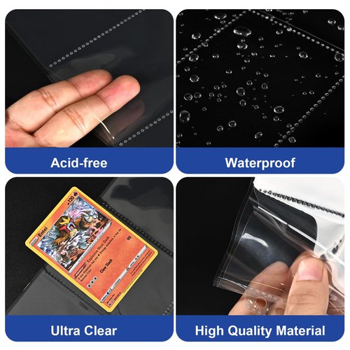 42 Pack 9 Pocket Double Side Card Sleeves Binder Sheets, Holds 756 Cards, Trading Card Binder Sleeves for 3 Ring Binder, Card Sleeve Pages for Baseball, Football, Business, TCG, Kpop Cards