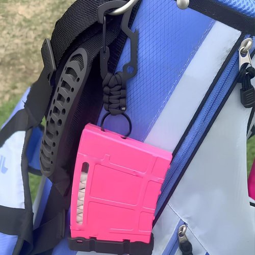 Golf Tees Storage Cilp Barrel Bundle,Magazine Golf Tee Storage Box with Carabiner, Holds 18 Tees, Attach To Belt,Great Gift for Golfers (black)
