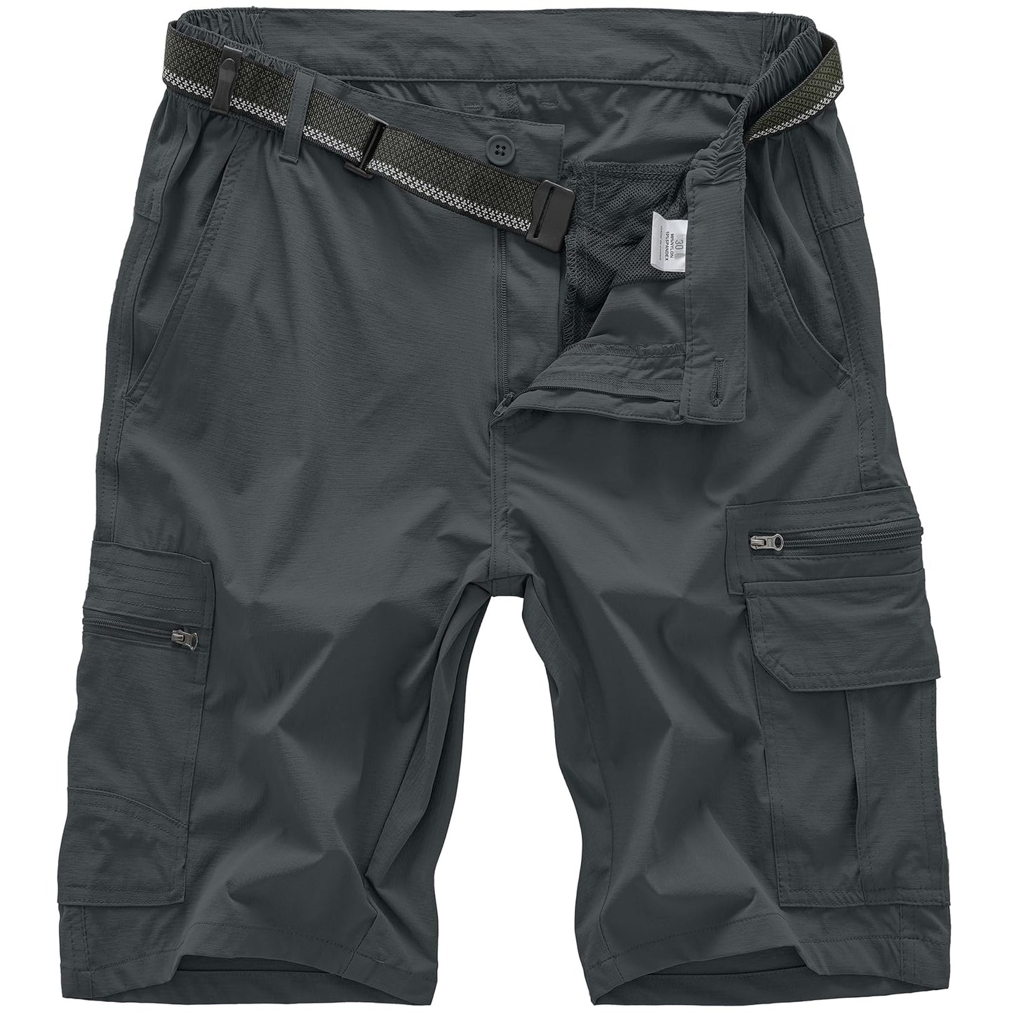 Jessie Kidden Mens Outdoor Casual Expandable Waist Lightweight Water Resistant Quick Dry Fishing Hiking Shorts (6222 Iron Grey 32)
