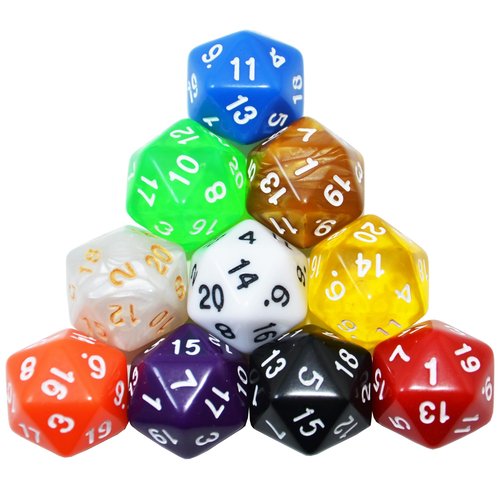 SmartDealsPro 10-Pack 20 Sided Dice D20 Polyhedral Dice for DND RPG MTG Table Game (Mix Color)