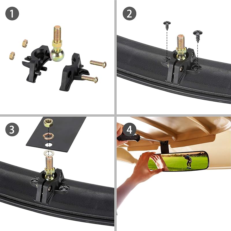 10L0L 16.5" Panoramic Rear View Mirror for EZGO Club Car Yamaha - Single Bracket