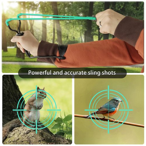 HANDBAIGE Wrist Slingshots for Adults Folding Slingshot Set with 50 Slingshot Ammo and 4 Powerful Rubber Bands 2 Slingshot Targets 1 Slingshot Pouch Outdoor Hunting Sling Shot