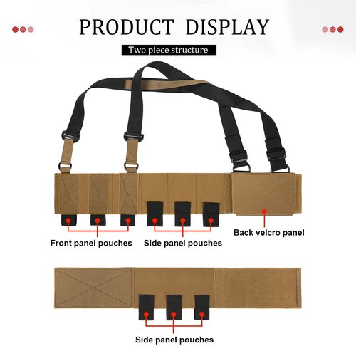 CASONMMAX Low-Vis Tactical Chest Fixation Device,Lightweight Elastic Rig Cummerbund Combat Gears. (Coyote Brown)