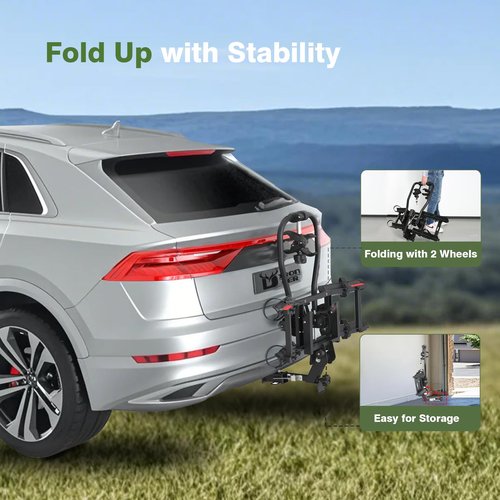 Sport X Hitch Bike Rack, Hitch Bicycle Car Rack for 2 Bikes, Anti-Wobble Locking Tilting Folding Bike Rack with 1¼/2 Inch Receiver for Cars SUVs Trucks, Bike Carrier Platform Fits 16''-29'' Bikes