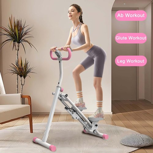 Vertical Climber Machine, Stair Stepper for Home with Adjustable Handlebar, Full-Body Workout Equipment, Stable Frame Cardio Fitness Stepper (Pink)