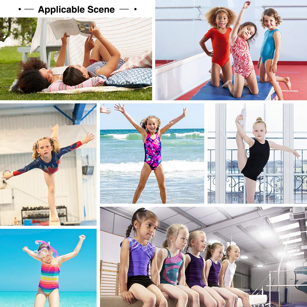 uideazone Leotards for Girls,Little Kid, Gymnastics Big Girls Gymnastics Apparel Quick Dry Leopard Printed Kids Unitards Biketards Gym Outfits